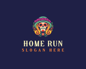 Mexican Calavera Festive Skull logo design