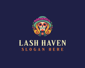 Mexican Calavera Festive Skull logo design