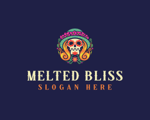 Mexican Calavera Festive Skull logo design