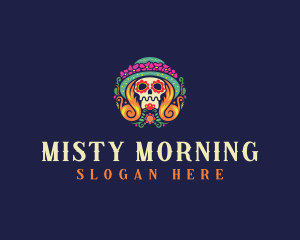 Mexican Calavera Festive Skull logo design