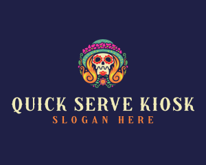 Mexican Calavera Festive Skull logo design