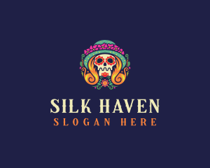 Mexican Calavera Festive Skull logo design