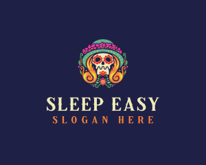 Mexican Calavera Festive Skull logo design