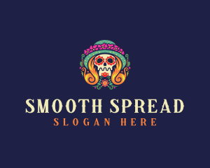 Mexican Calavera Festive Skull logo design