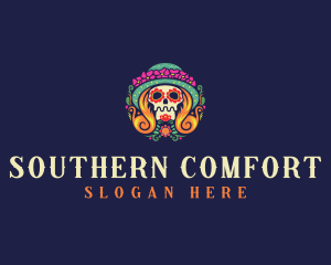 Mexican Calavera Festive Skull logo design