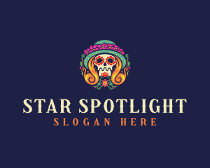 Mexican Calavera Festive Skull logo design