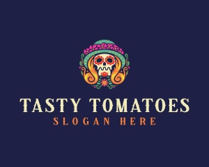 Mexican Calavera Festive Skull logo design