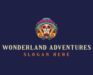 Mexican Calavera Festive Skull logo design