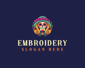 Mexican Calavera Festive Skull logo design