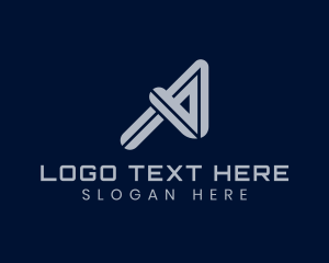 Online Game - Cyber Web Technology Letter A logo design