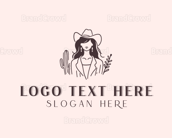 Cowgirl Woman Fashion Logo