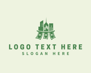 Dollar Bill - Money Building Cityscape logo design