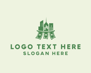 Dollar Bill - Money Building Cityscape logo design