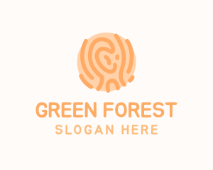 Wood Fingerprint Biometric logo design