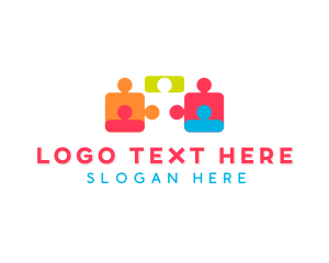 Cooperative - People Puzzle Organization logo design