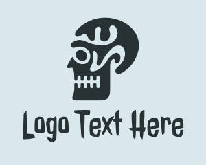 Haunted Skull Head logo design