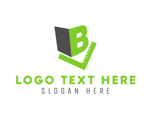 School - Letter B & Green Rule logo design
