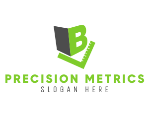 Measurement - Letter B & Green Rule logo design