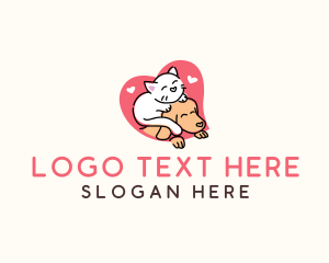 Pup - Cat Dog Heart logo design