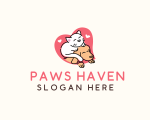 Cat Dog Heart logo design