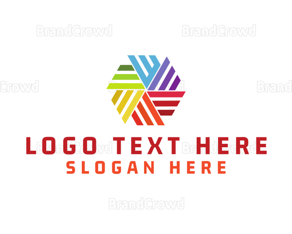 Colorful Hexagon Pinwheel Logo
