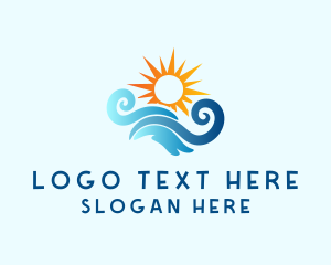 Solar - Sunrise Sea Waves logo design