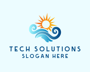 Renewable Energy - Sunrise Sea Waves logo design
