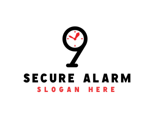 Alarm - Clock Number 9 logo design