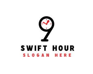 Hour - Clock Number 9 logo design