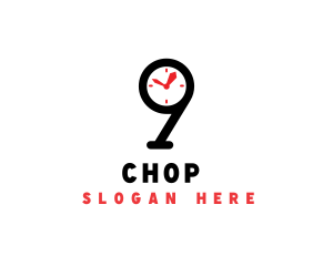 Die Cut - Clock Number 9 logo design