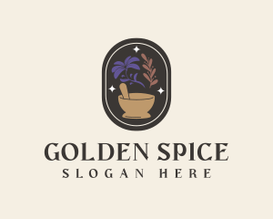 Mystical Spices Mortar Pestle logo design