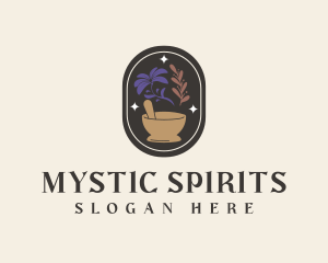 Mystical Spices Mortar Pestle logo design