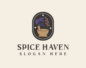 Mystical Spices Mortar Pestle logo design