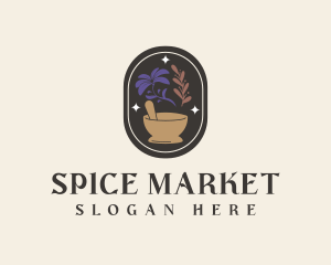 Mystical Spices Mortar Pestle logo design