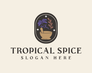 Mystical Spices Mortar Pestle logo design