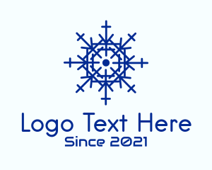 Frozen - Blue Minimalist Snowflake logo design