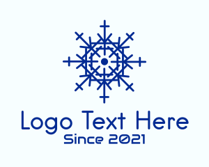 Winter Season - Blue Minimalist Snowflake logo design