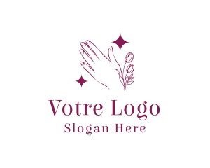 Manicure - Hand Floral Sparkle logo design