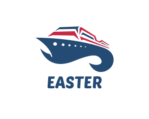 Sea - Fish Cruise Ship logo design