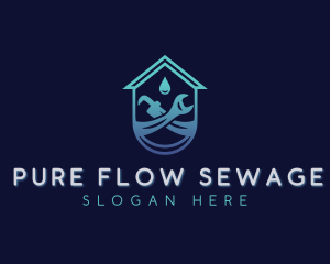Sewage - House Wrench Plumbing logo design