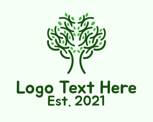 Outline - Symmetrical Tree Outline logo design