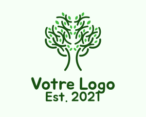 Environment Friendly - Symmetrical Tree Outline logo design