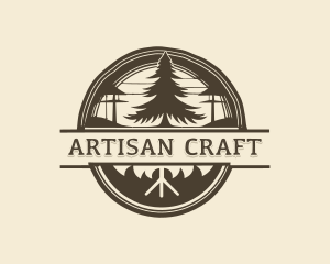 Pine Tree Woodworking Craft logo design