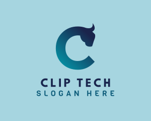 Digital Tech Bull Letter C logo design