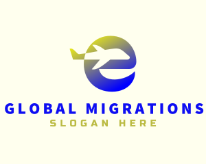 Immigration - Airplane Travel Letter E logo design