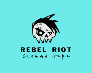 Punk Rock Band Skull logo design