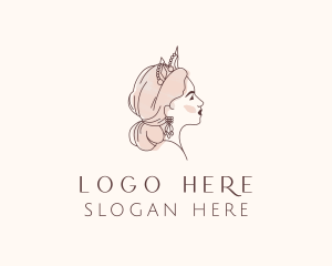 Pageant - Woman Princess Tiara logo design