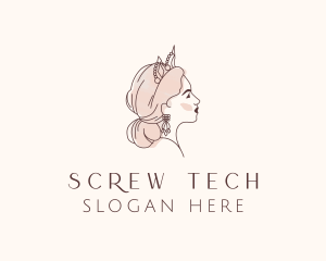 Woman Princess Tiara logo design