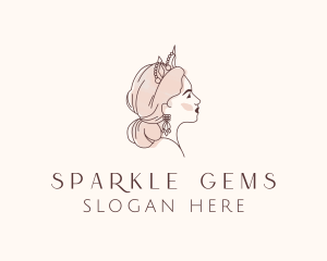 Earrings - Woman Princess Tiara logo design