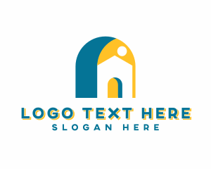 Modern Geometric Residence logo design